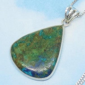 Azurite in Malachite Pendant or Necklace Sterling Silver 260950 Morenci Mine AZ