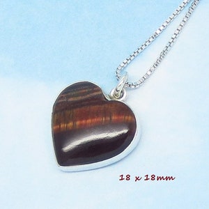 Tiger&#39;s Eye Heart Necklace 925 Sterling Silver 270808 Red Tiger Eye