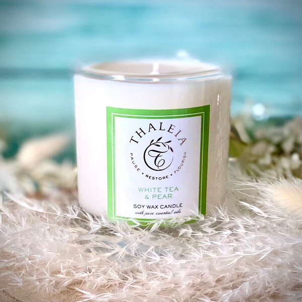 White Tea & Pear Essential Oils Soy Wax Candle