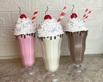 Fake  Milkshake: Retro Dinner Photo Prop Display