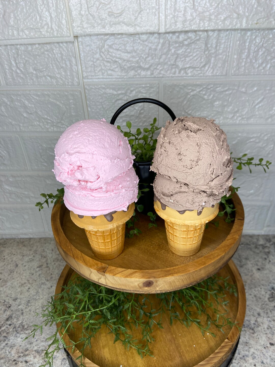 Faux Ice Cream Cone, Realistic Ice Cream Cone, Ice Cream Decor, Tiered