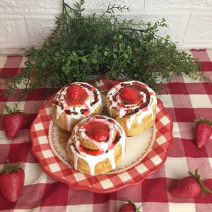 Fake Strawberry Cinnamon Roll: Coffee Bar Display, Faux Pastry