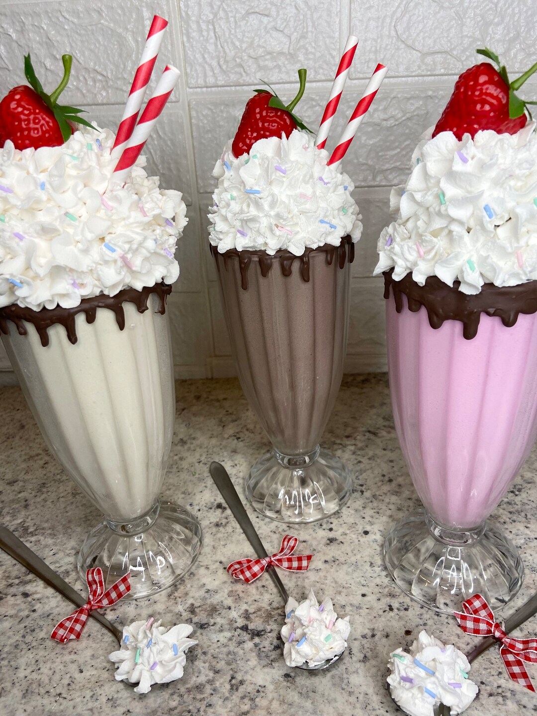 Faux Glass Milkshake, Faux Ice Cream, Vintage Diner Milkshake, Old