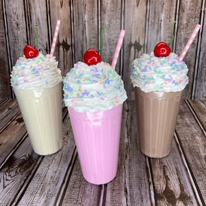 Fake Milkshake, Faux Milkshake, Strawberry Milkshake, Chocolate Milkshake, Vanilla Milkshake, Photo Prop, Kitchen Decor