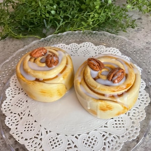 Fake Pecan Cinnamon Roll: Coffee Bar Tiered Tray Decor