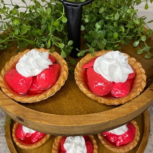 Fake Strawberry Tart, Fake Tart, Tiered Tray Decor