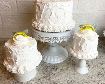 3” Fake Lemon Cake, 4” Fake Lemon Cake, 6” Faux Lemon Cake, Tiered Tray Decor, Kitchen Decor