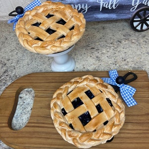 Fake Blueberry Pie, Faux Blueberry Pie, Fake Pie Display, Blueberry Decor, Tiered Tray Decor