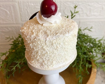 Faux Mini Coconut Cake, Realistic Cake, Mini Cake, Tiered Tray Decor