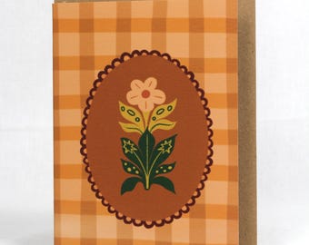 Gingham Flower A6 Greetings card