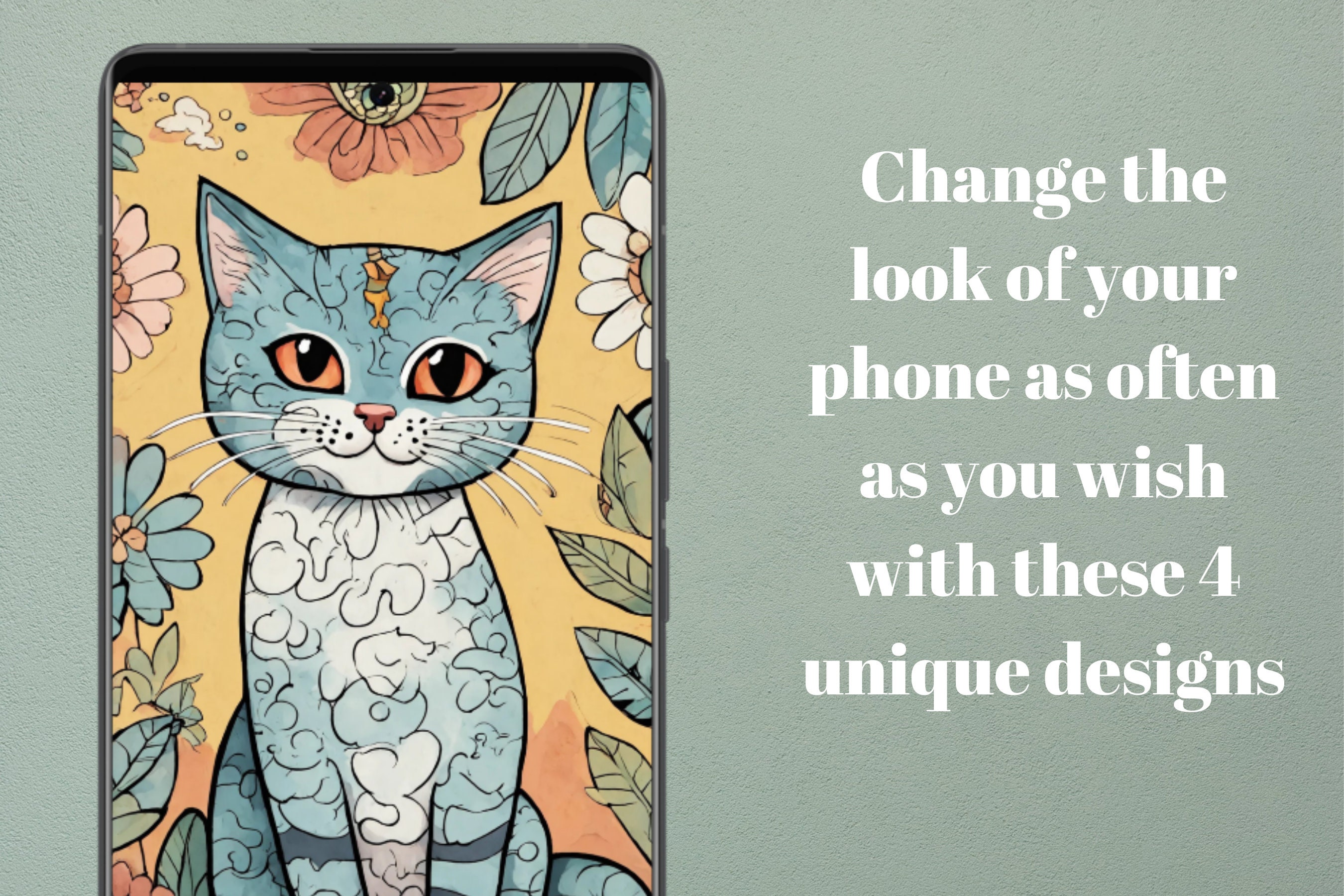 Set of 4 Phone Wallpapers | Cute Kitten Designs | iPhone Wallpaper ...