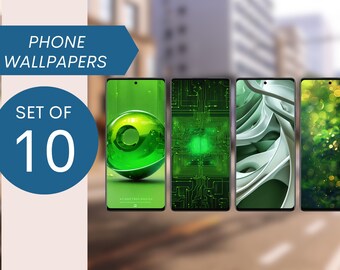 Set of 10 Phone Wallpapers | Green Hue Designs | iPhone Wallpaper | Smartphone Background #1487