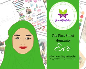 Eve Women of the Bible series, Bible Journaling Stickers, Micro Bible Card, Bible Insert, Bible Pocket, Printable, Digital Download