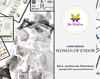Woman of Endor, Women of the Bible, Bible Journaling Stickers, Micro Bible Card, Bible Insert, Bible Pocket, Printable, Digital Download