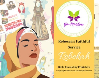 Rebekah Women of the Bible series, Bible Journaling Stickers, Micro Bible Card, Bible Insert, Bible Pocket, Printable, Digital Download