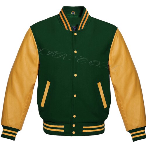 Handmade Unisex shops Varsity College Jacket, Letterman Jacket Style Front Back Wool & Leather Sleeves Bomber Jacket For Men, Women and kid