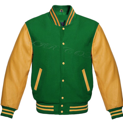 Handmade Unisex shops Varsity College Jacket, Letterman Jacket Style Front Back Wool & Leather Sleeves Bomber Jacket For Men, Women and kid