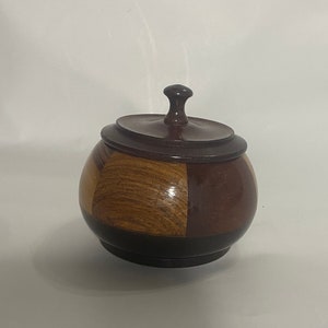 Mid Century Wooden Trinket Box Exotic Wood Parquet