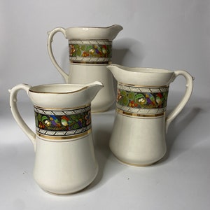 Vintage Gilded Fruit and Bird Pitchers Made in England