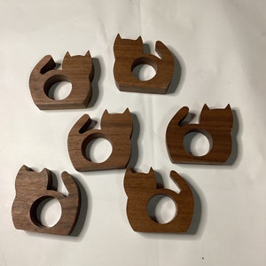 Mid Century Wooden Cat Napkin Rings