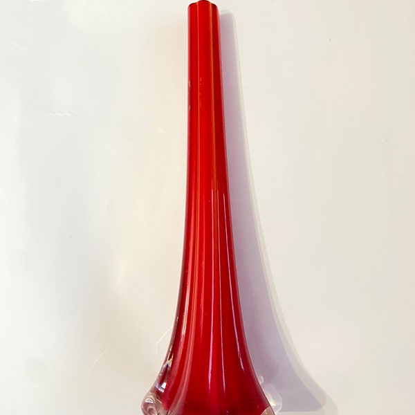 Murano style red bud vase