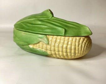 Corn Serving Dish Hand Painted 1967