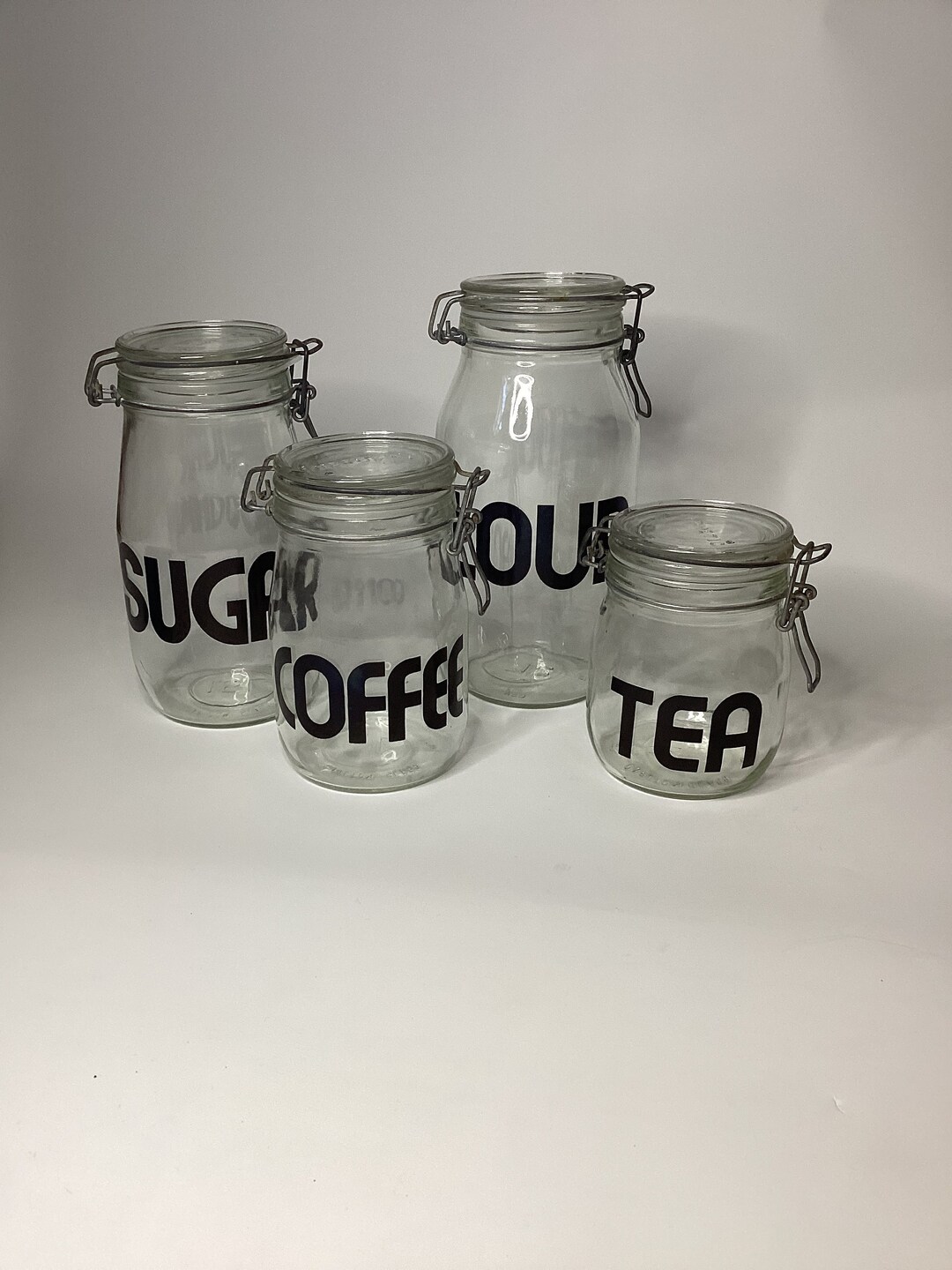 Hermetic Canister Set of 4 Vintage Triomophe Glass Flour Sugar Etsy