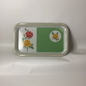 Metal Tray Vintage Supper Tray Rose Floral