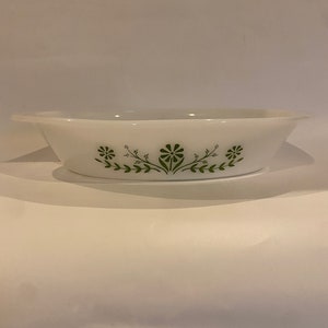 GlassBake Divided Glass Dish Daisy Vintage Milk Glass Casserole Oval Dish