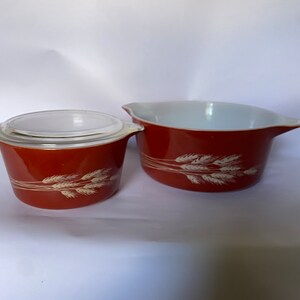 Pyrex Vintage Autumn Harvest/Wheat Casserole Dishes