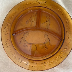 Childrens amber glass nursery rhyme plate