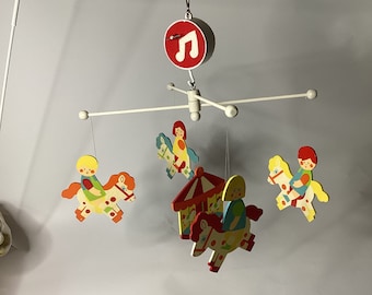 Vintage Eden Hand Painted Circus Mobile Crib Nursery