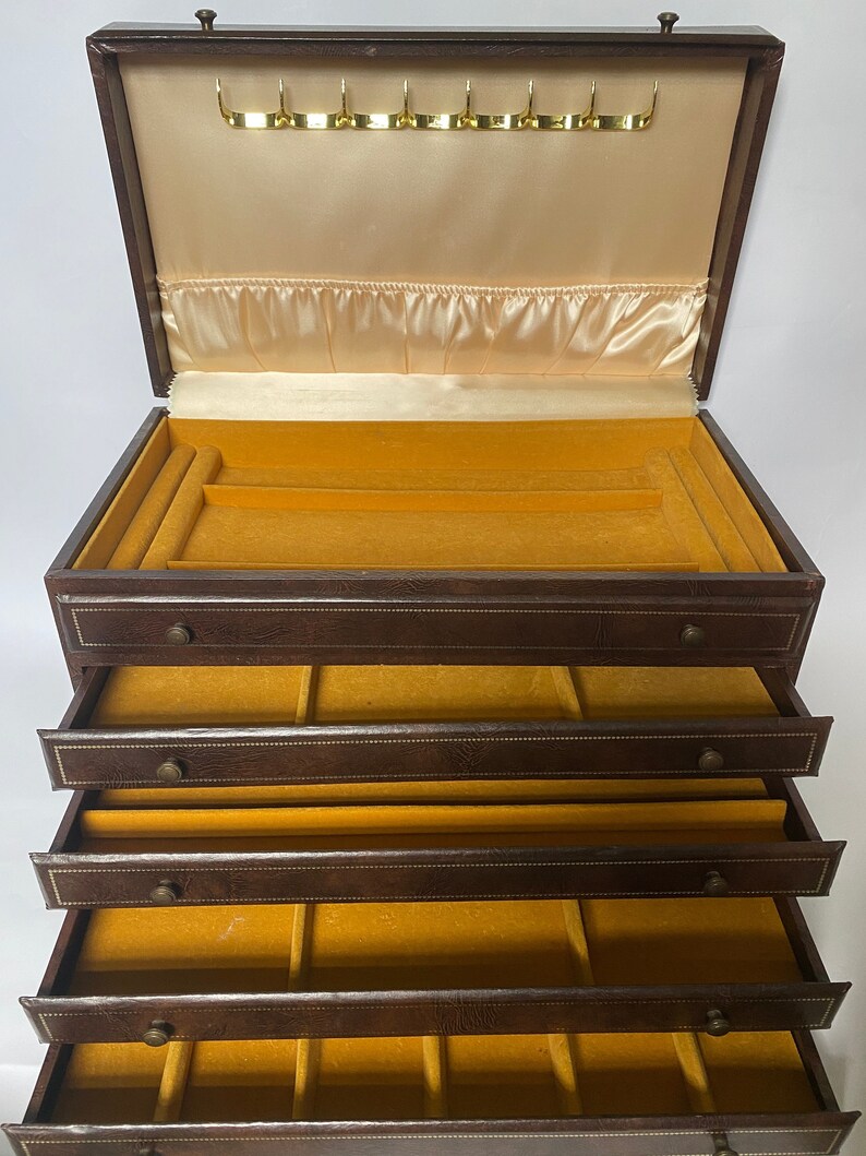 Vintage velvet lined jewelry trunk