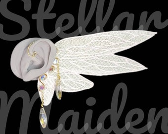 Fairy Wing Ear Cuff Wrap with Iridescent Gems