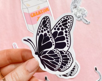 Butterfly Sticker, Laptop Decal, Hydroflask Sticker, Water bottle Sticker, Transparent sticker, simple stickers, gifts for, stocking stuffer
