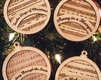 Notenblatt Weihnachtsschmuck Laser Cut Datei (SVG, PDF)