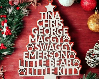 Personalized Family Name Christmas Tree Ornament – Custom Holiday Decor