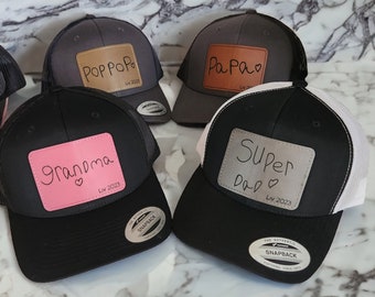 Personalized Handwriting Hat, Engraved Leatherette Patch