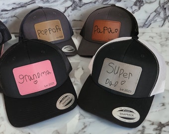 Father's Day Personalized Hat with Children or Grandchildren's Handwriting Laser Engraved Grandpa Dad Father Bonus Dad HAT ONLY