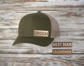 Laser Engraved Patch Hat: Custom Wedding Party, Bachelor Gift