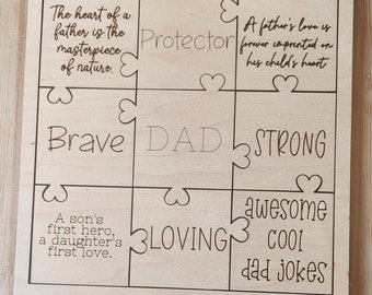 Vatertag Puzzle SVG Laser geschnitten Datei, Papa Zeichen (digitaler Download)