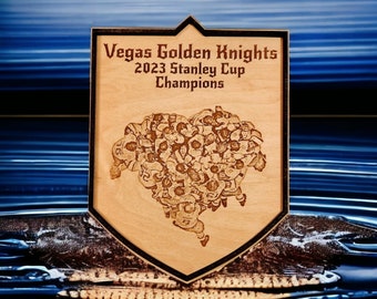 Vegas Golden Knights Stanley Cup Champions Wood Engraved Heart Sign