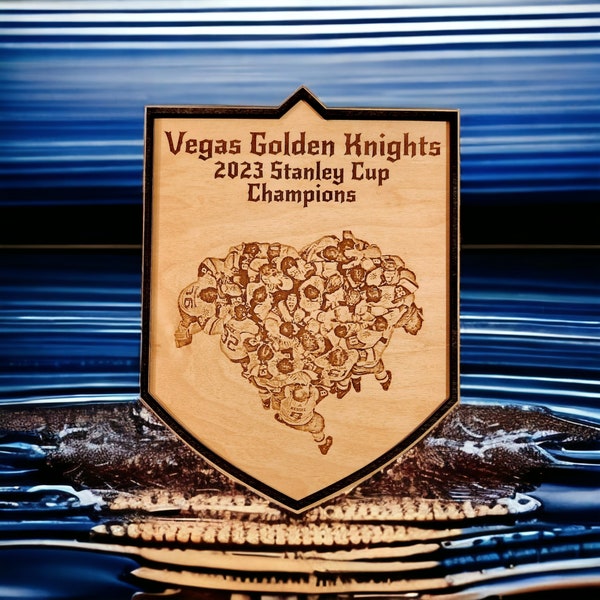 Vegas Golden Knights Heart Picture Wood Engraved Sign The Heart of Las Vegas Love of the Game Champions 3 Sizes