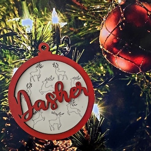 Reindeer Names Ornament Set Laser Cut File Glowforge Digital File Laser Cutter SVG PDF