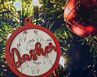 Rentier Namen Ornament Set, Laser Cut Datei (SVG, PDF)