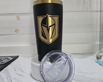 Vegas Golden Knights Tumbler, Laser Engraved 20 oz with Slider Lid