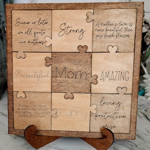 Palabras sobre mamá Día de la Madre Rompecabezas Archivo cortado con láser Glowforge Archivo digital Láser Svg Pdf SIN PRODUCTO FÍSICO