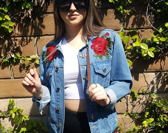 Daisy Patch Denim Jacket Jean Jacket 