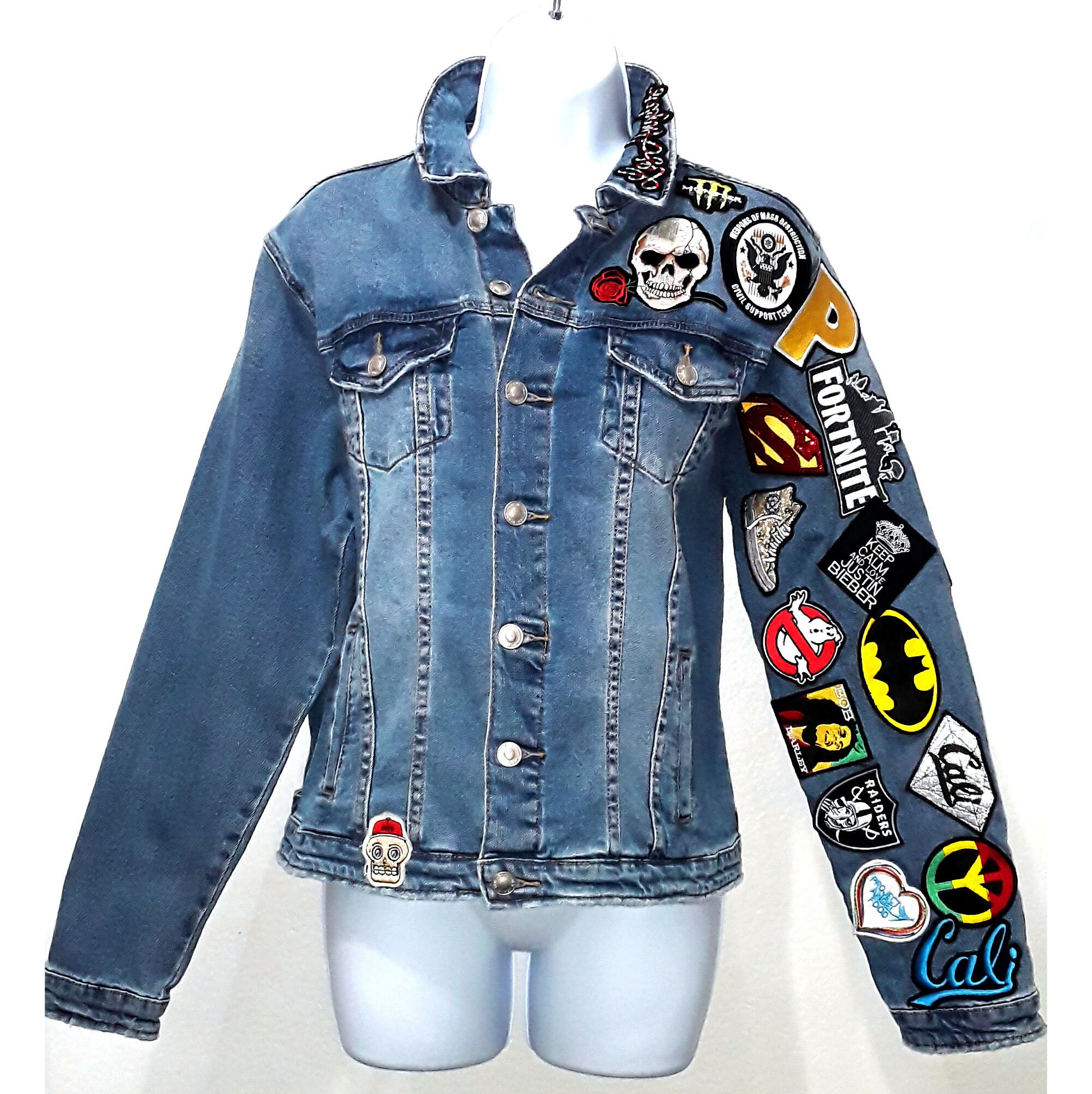 Jean Jacket With Patches Denim Jean Jacket Patched Denim Jacket