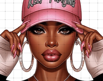 Beautiful  Black Girl Magic/Melanin Black Woman PNG Afro Fashion Clipart -  for Planner-shirt, Tumbler, and Sublimation Project/keep praying